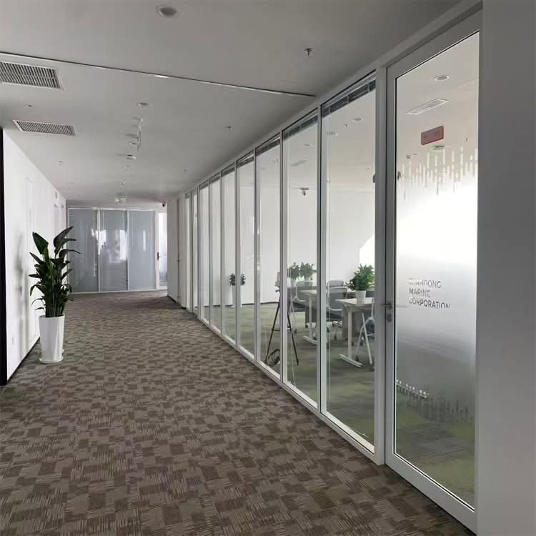 Frosted office corridor partition