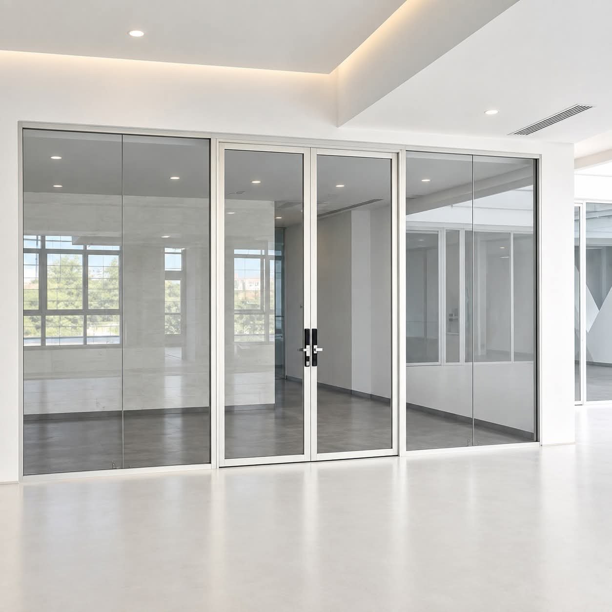 Framed office glass doors