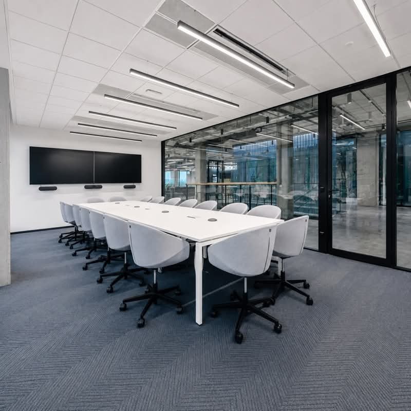 Black framed conference room glass