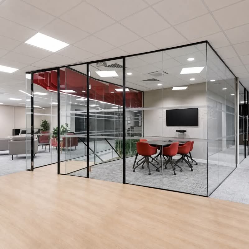 Glass enclosed meeting room